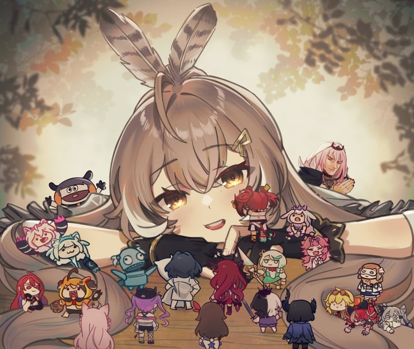 gawr gura, mori calliope, ninomae ina'nis, ouro kronii, nanashi mumei, and 19 more (hololive and 3 more) drawn by kiko_(kikoshaula)