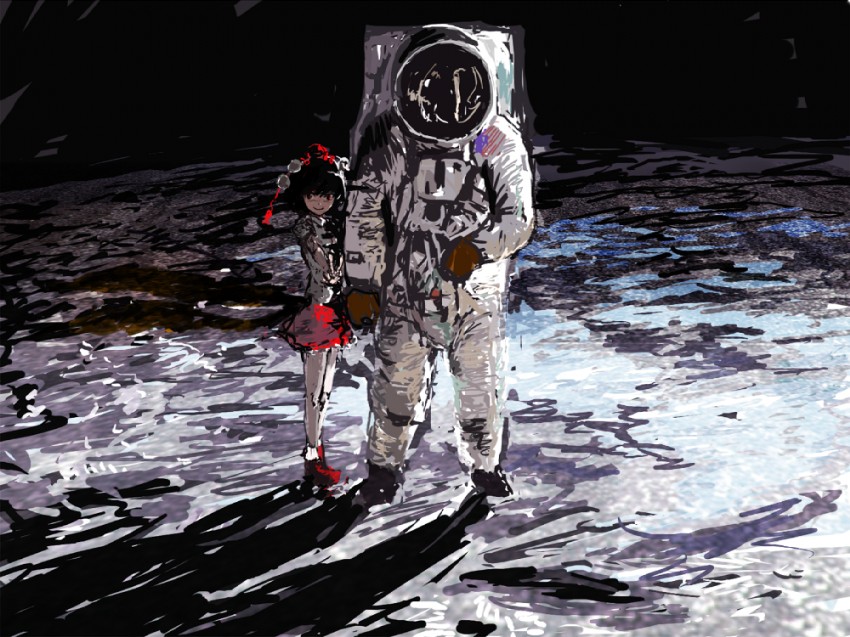 shameimaru aya and buzz aldrin (touhou and 1 more) drawn by kai_(kai_013)