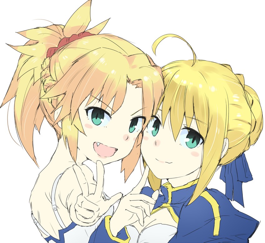 artoria pendragon, saber, and mordred (fate and 3 more) drawn by gedou_(ge_ge_gedou)