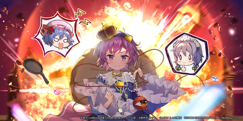 remilia scarlet, izayoi sakuya, and komeiji satori (touhou and 1 more) drawn by yushima