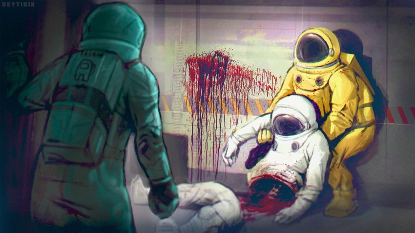 crewmate, yellow, white, impostor, cyan, and 1 more (among us) drawn by neytirix