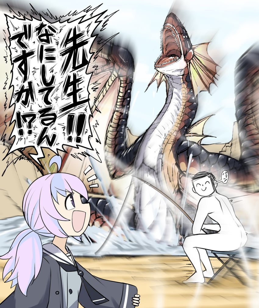 sensei, doodle sensei, reisa, and plesioth (blue archive and 1 more) drawn by nubebenbe