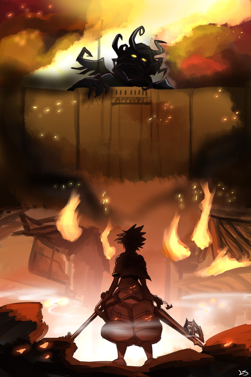 sora and darkside (shingeki no kyojin and 1 more) drawn by 0lightsource