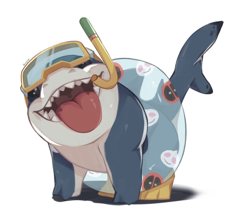 deadpool, jeff the land shark, and gwenpool (marvel and 1 more) drawn by bweno_v