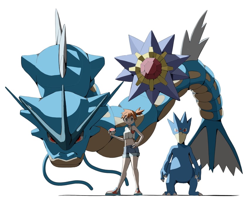 misty, gyarados, starmie, and golduck (pokemon and 1 more) drawn by psaber97
