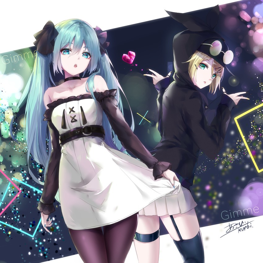 hatsune miku and kagamine rin (vocaloid and 1 more) drawn by asahi_kuroi