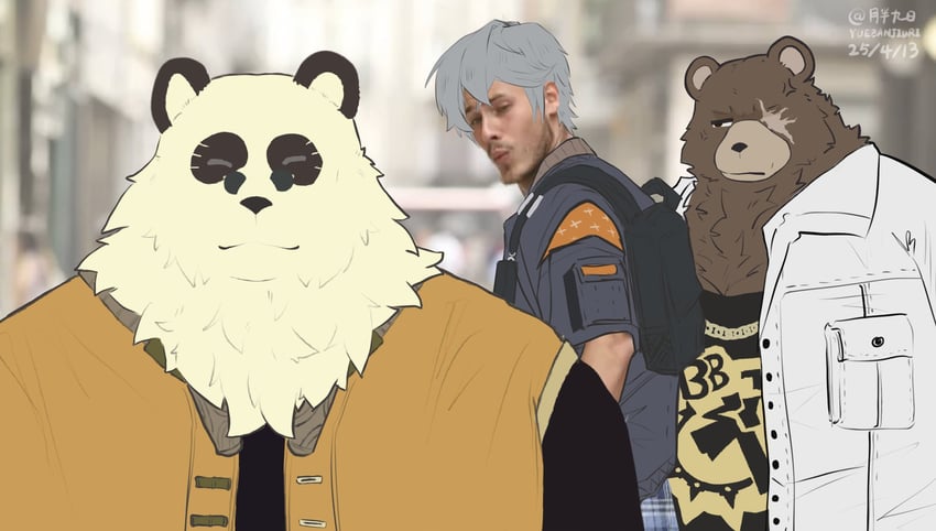 wise, ben bigger, and pan yinhu (zenless zone zero) drawn by yuebanjiuri