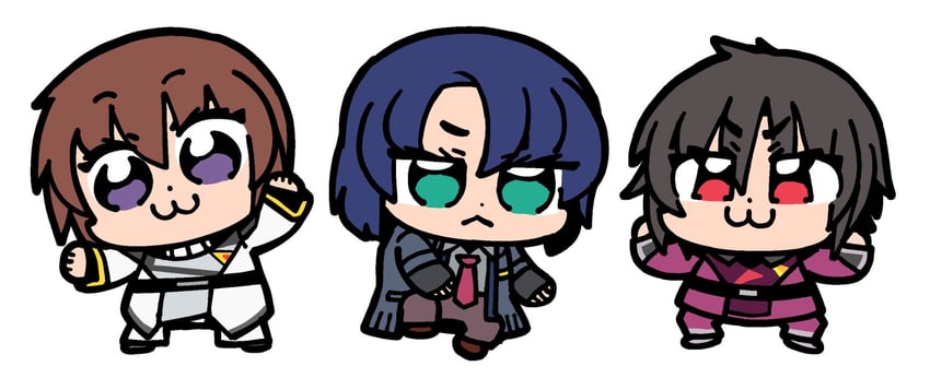 athrun zala, kira yamato, and shinn asuka (gundam and 3 more) drawn by bkub