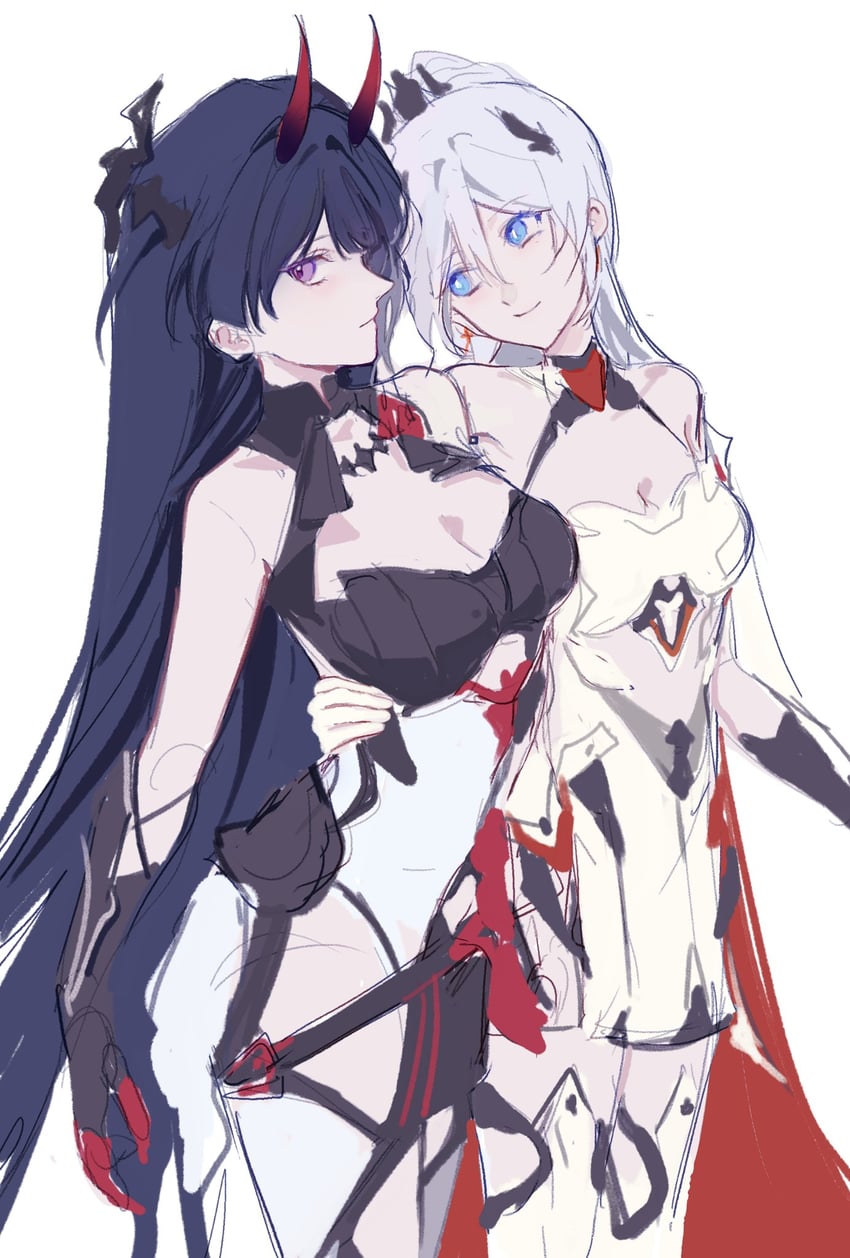 kiana kaslana and raiden mei (honkai and 1 more) drawn by oldsprout1108