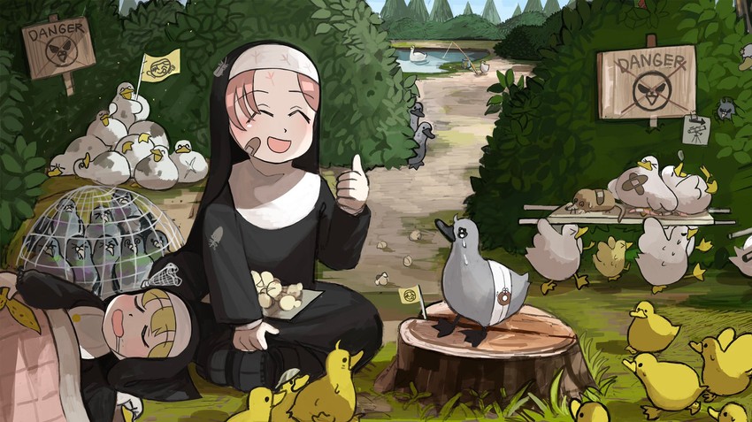 clumsy nun and hungry nun (little nuns) drawn by diva_(hyxpk)