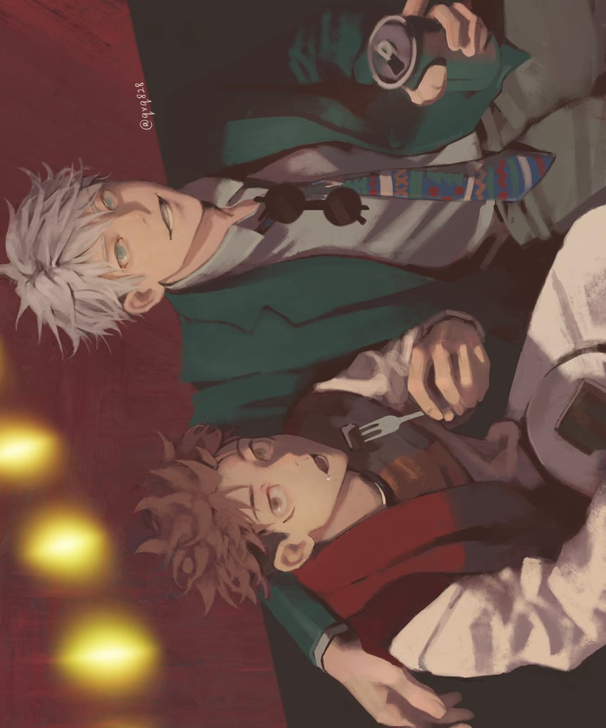gojou satoru and itadori yuuji (jujutsu kaisen) drawn by qxq_illus