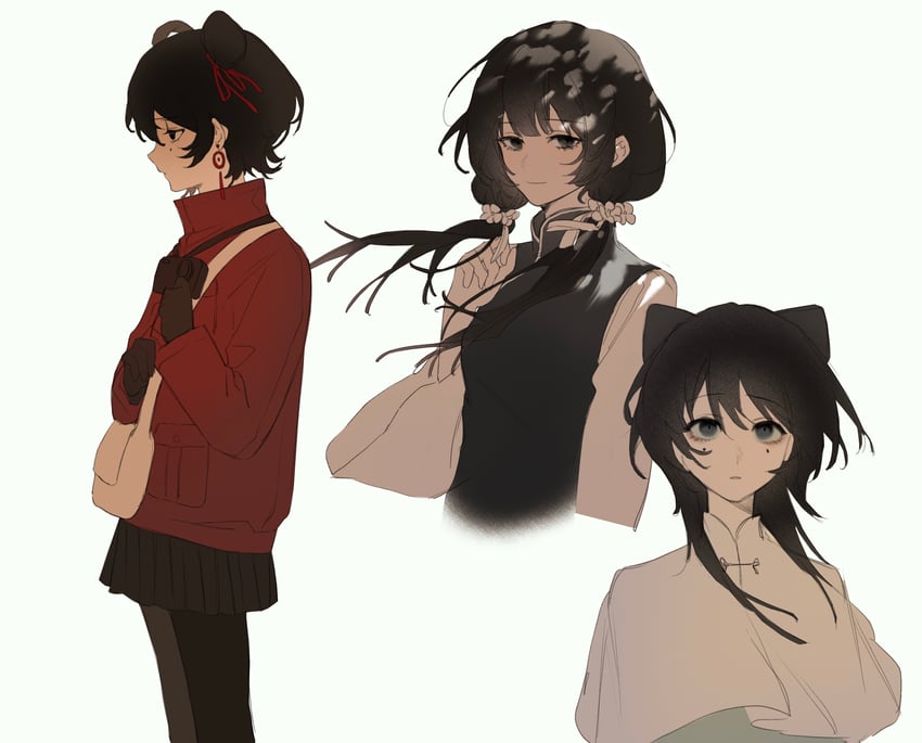 li yuting, liang yanmei, and unknown friend (touqi guaitan) drawn by huidu