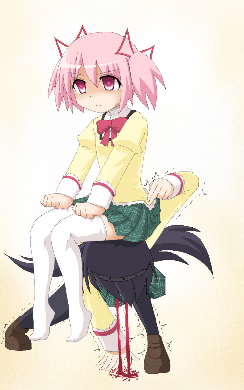 akemi homura and kaname madoka (mahou shoujo madoka magica) drawn by hayashiya_zankurou