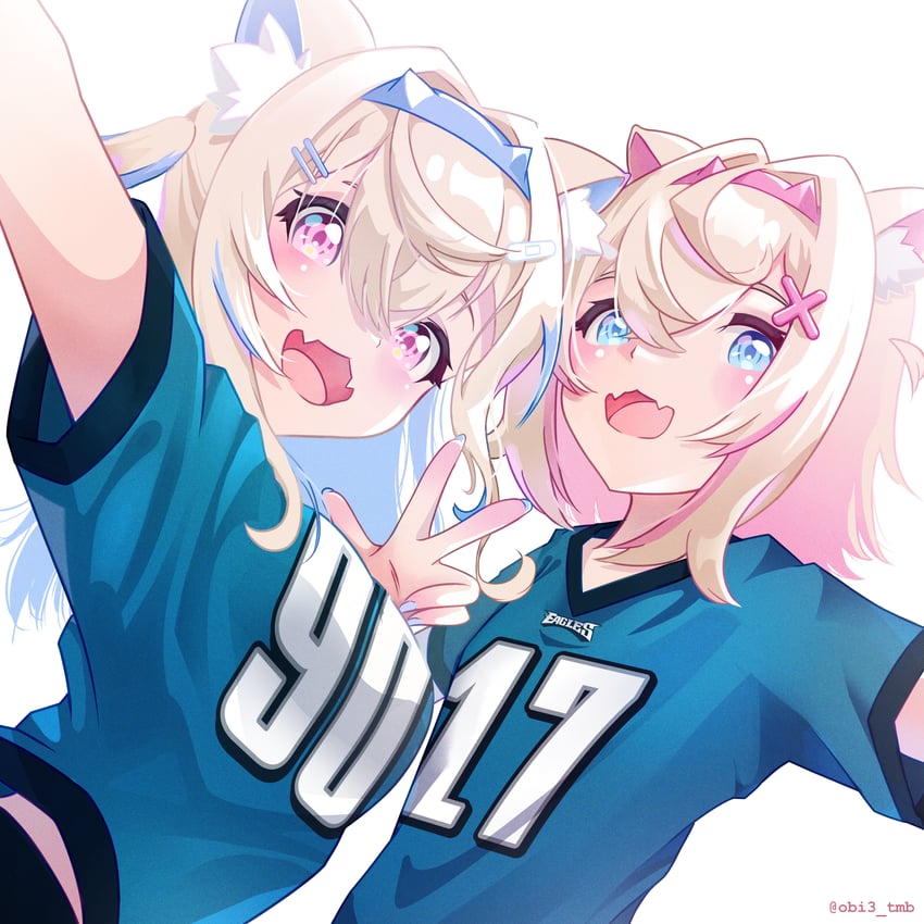 fuwawa abyssgard and mococo abyssgard (hololive and 3 more) drawn by obi3
