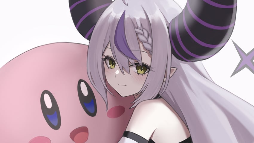 kirby and la+ darknesss (hololive and 1 more) drawn by kit_(kit7lq)