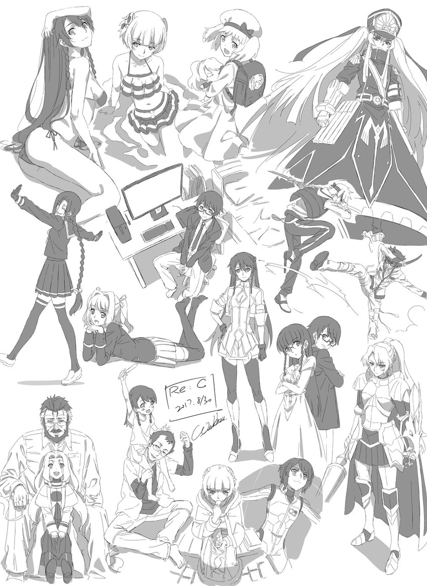 altair, selesia upitiria, meteora osterreich, chikujouin magane, mirokuji yuuya, and 10 more (re:creators) drawn by werkbau