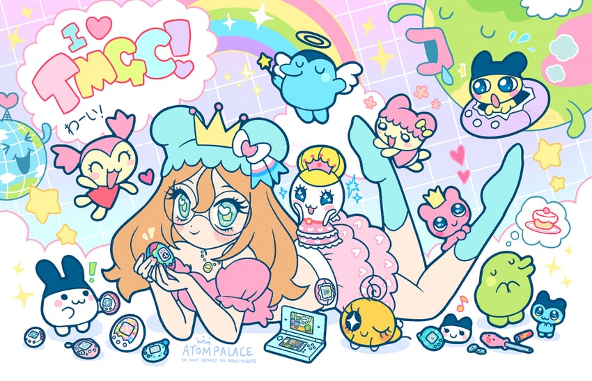 eevee, hello kitty, mametchi, kuchipatchi, mimitchi, and 12 more (original and 10 more) drawn by atom_palace