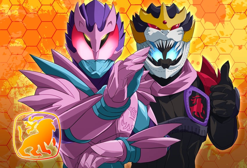 kamen rider revi and kamen rider vice (kamen rider and 1 more) drawn by miyabi_(037)