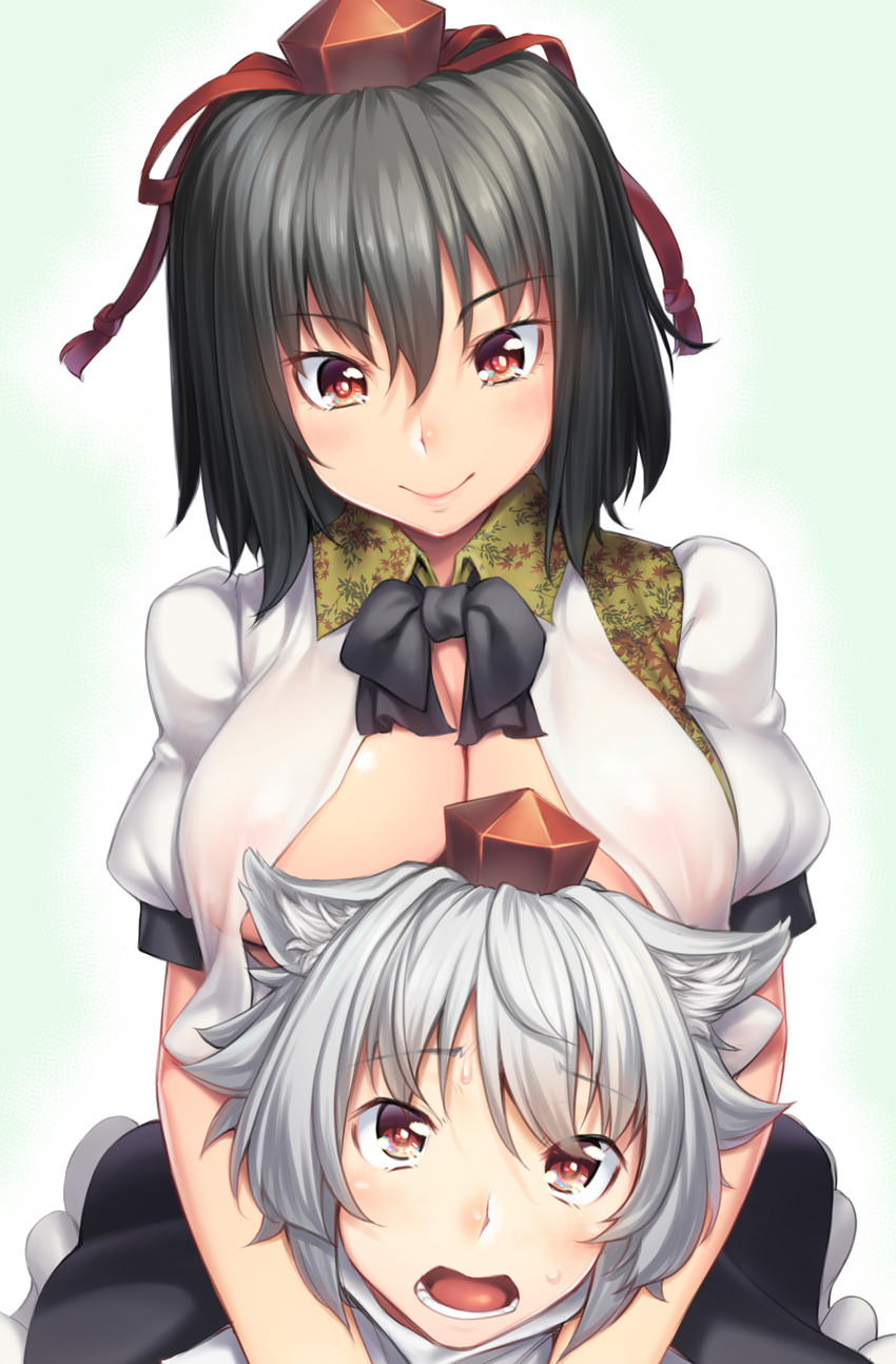 shameimaru aya and inubashiri momiji (touhou) drawn by h_kasei