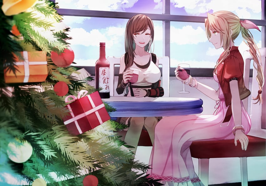 tifa lockhart and aerith gainsborough (final fantasy and 2 more) drawn by mirrorclew