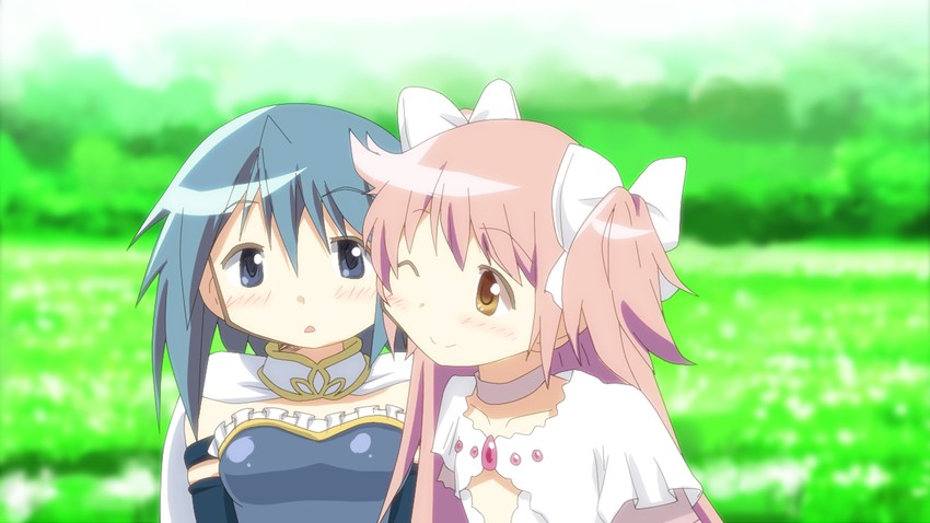 kaname madoka, miki sayaka, and ultimate madoka (mahou shoujo madoka magica and 1 more) drawn by hangaku