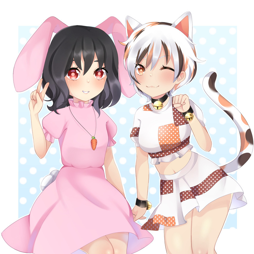 inaba tewi and goutokuji mike (touhou) drawn by hasu_ko