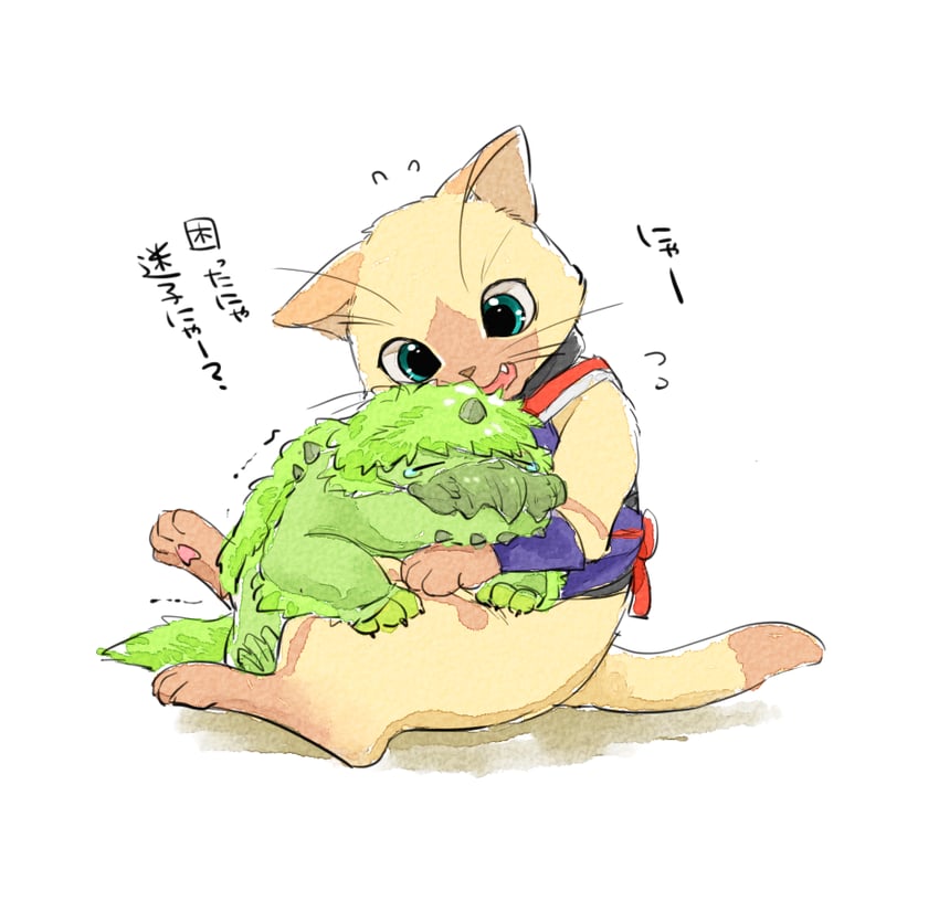 player palico and tetranadon (monster hunter) drawn by yoichi_sogou