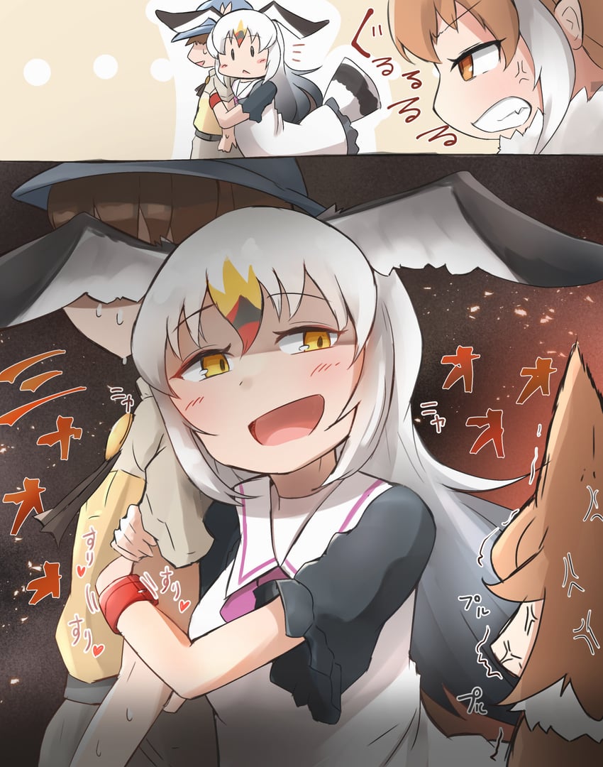 captain, dhole, and black-tailed gull (kemono friends and 1 more) drawn by denka_(denka_ilst)