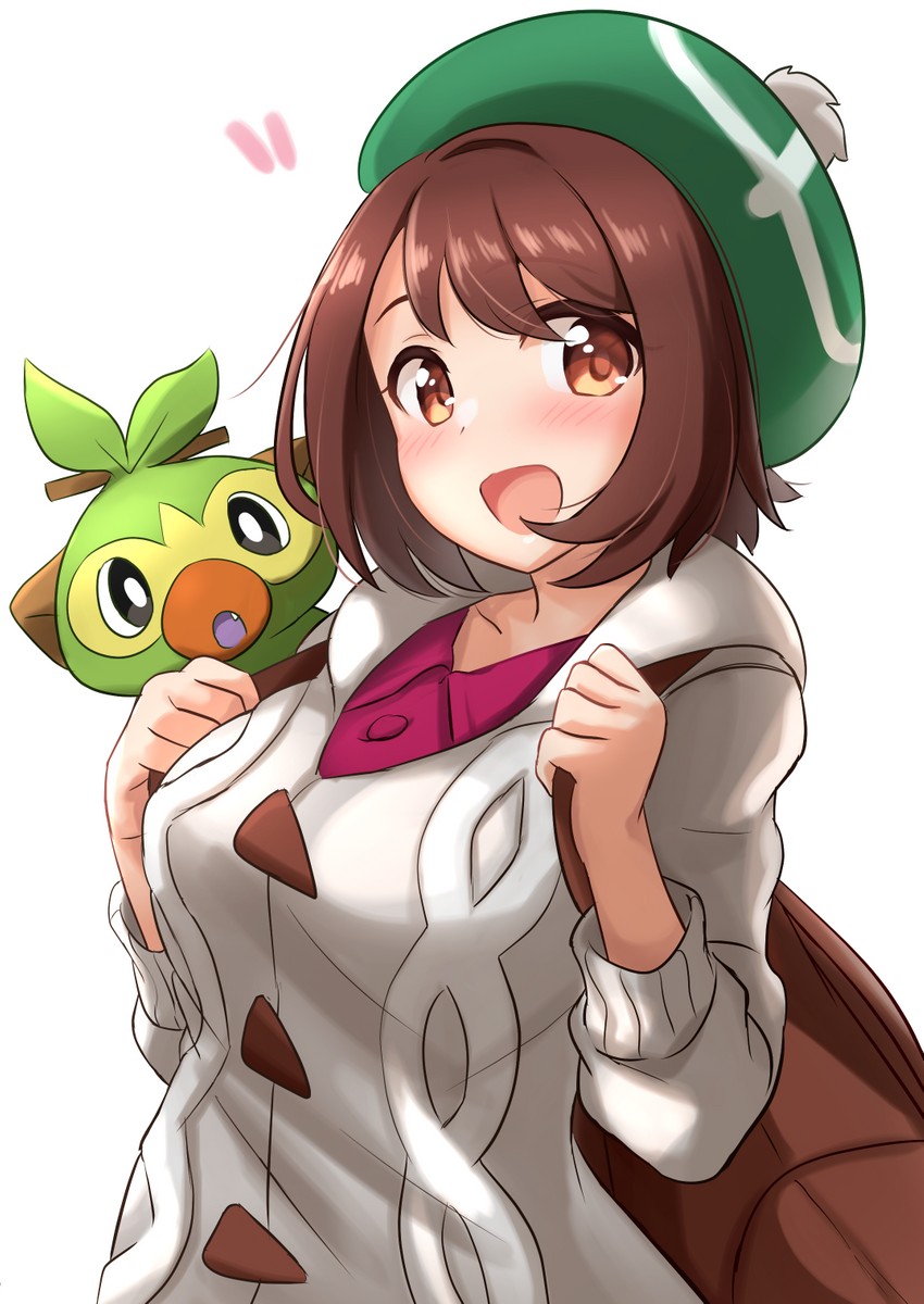 gloria and grookey (pokemon and 1 more) drawn by kibihimi