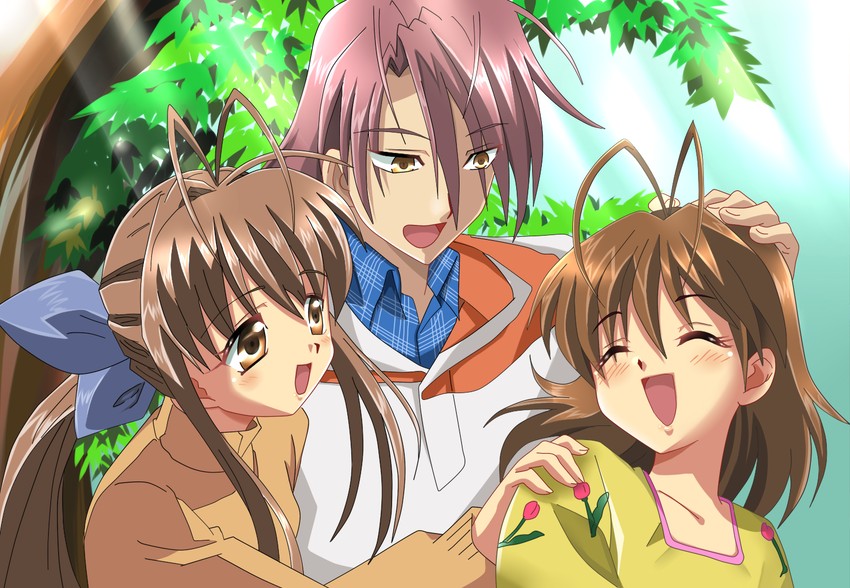 furukawa nagisa, furukawa sanae, and furukawa akio (clannad) drawn by shiguko