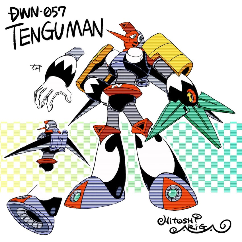 tengu man (mega man and 2 more) drawn by ariga_hitoshi