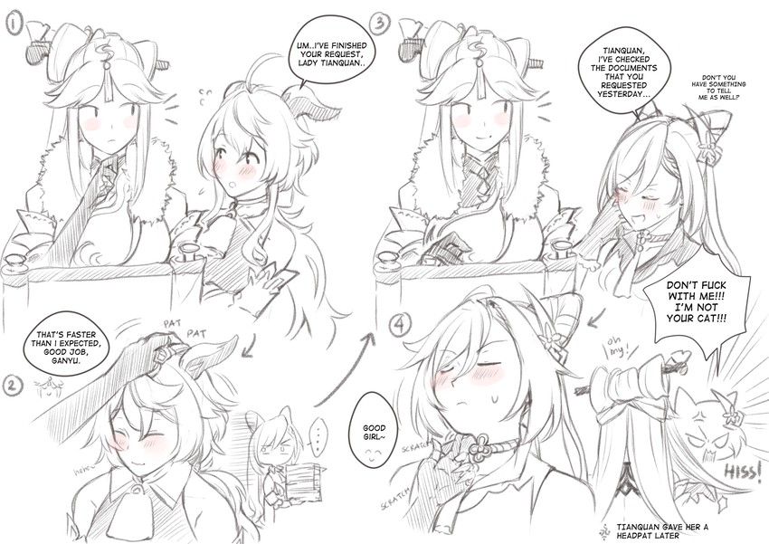 ganyu, keqing, and ningguang (genshin impact) drawn by hinagi_(fox_priest)