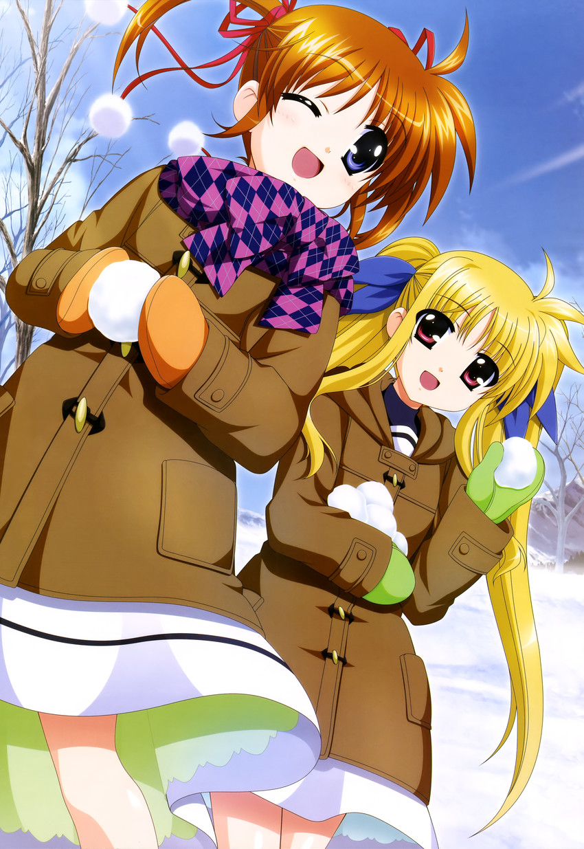 fate testarossa and takamachi nanoha (lyrical nanoha and 3 more) drawn by higa_yukari