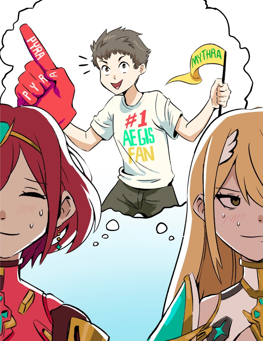 pyra, mythra, and rex (xenoblade chronicles and 2 more) drawn by francisco_mon
