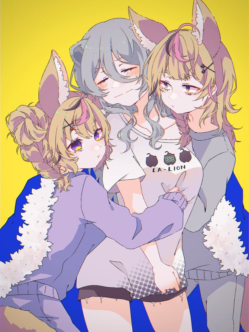 shishiro botan and omaru polka (hololive) drawn by moko_nplb