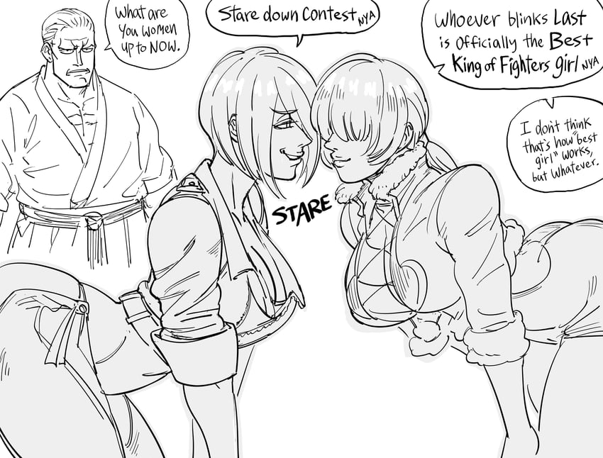 angel, shermie, and geese howard (the king of fighters and 2 more) drawn by bb_(baalbuddy)