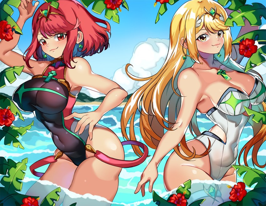 pyra and mythra (xenoblade chronicles and 1 more) drawn by yagi_(kyuhyun)