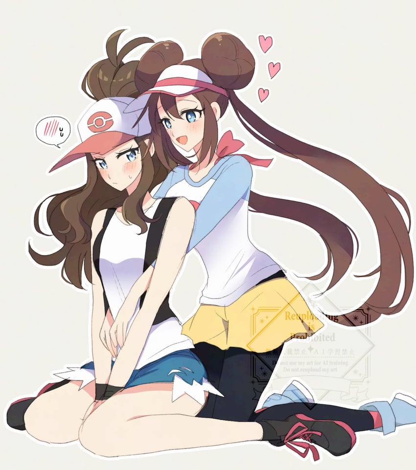 rosa and hilda (pokemon and 2 more) drawn by ohn_pkmn
