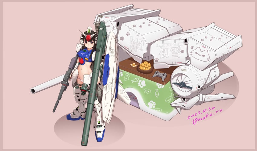 hatsuyuki and gundam gp-03 stamen (kantai collection and 2 more) drawn by moke_ro