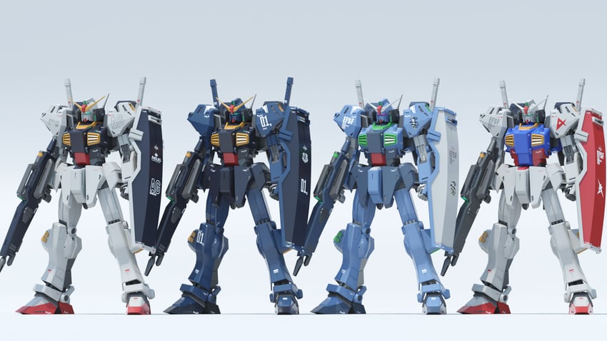 nu gundam, gundam mk ii, and nu gundam mp type (original and 4 more) drawn by gassan_(7nan8ku)