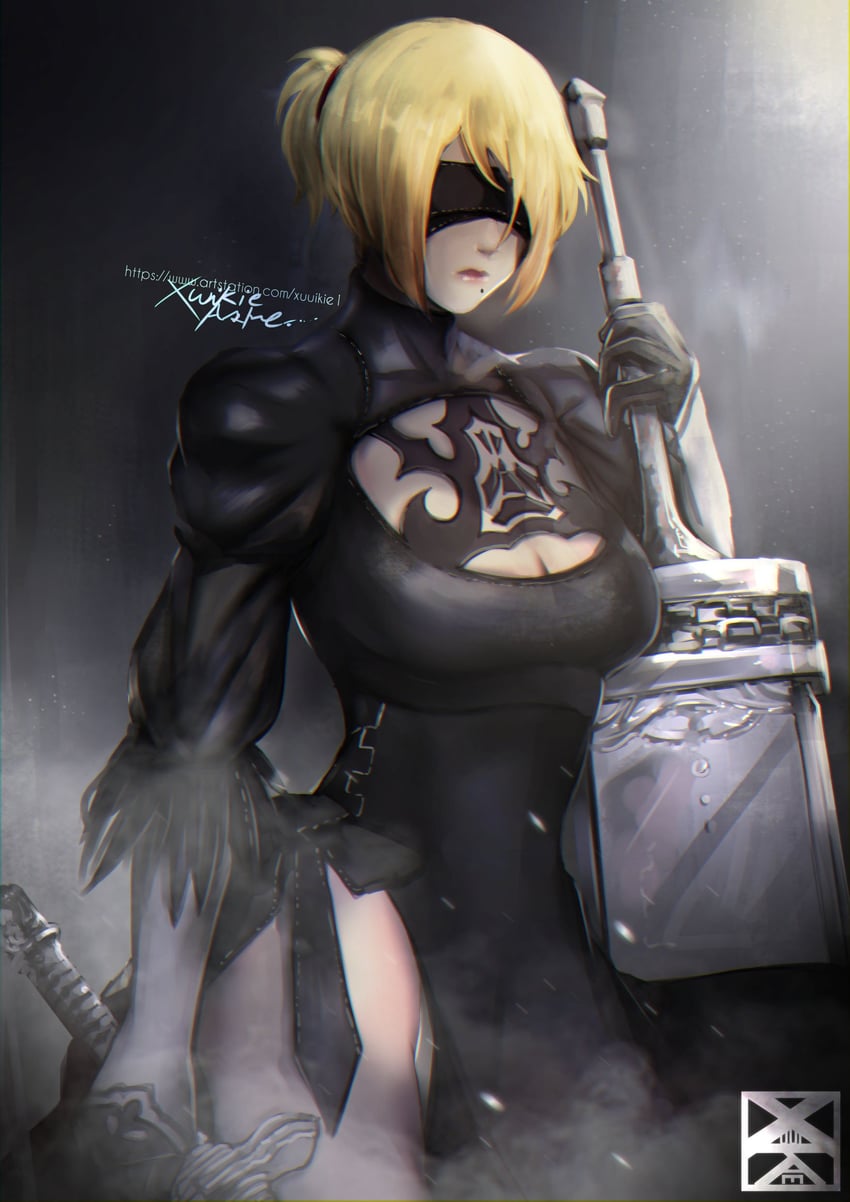2b and samus aran (nier and 2 more) drawn by xuuikie_ashe