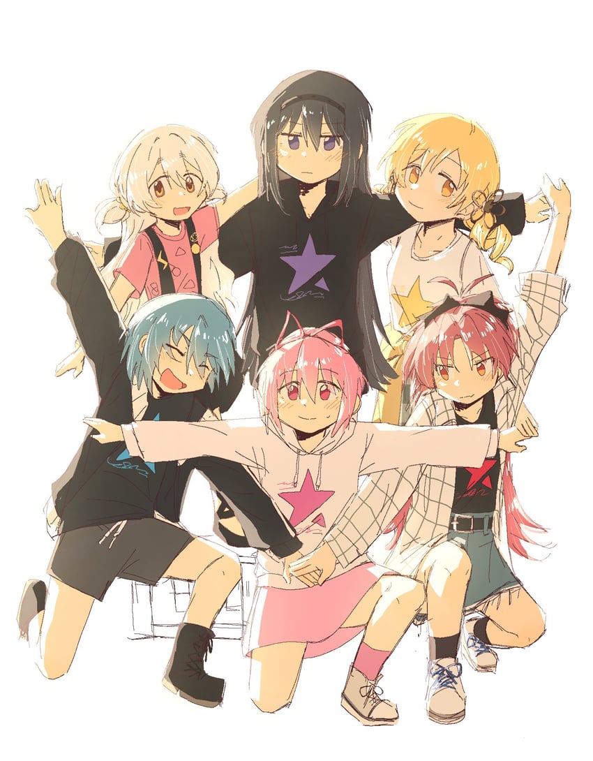 akemi homura, kaname madoka, miki sayaka, sakura kyoko, tomoe mami, and 1 more (mahou shoujo madoka magica and 1 more) drawn by sorghum39919263