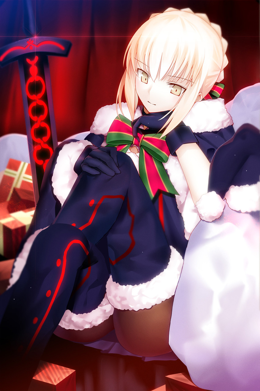 artoria pendragon, saber alter, and santa alter (fate and 1 more) drawn by machimura_komori