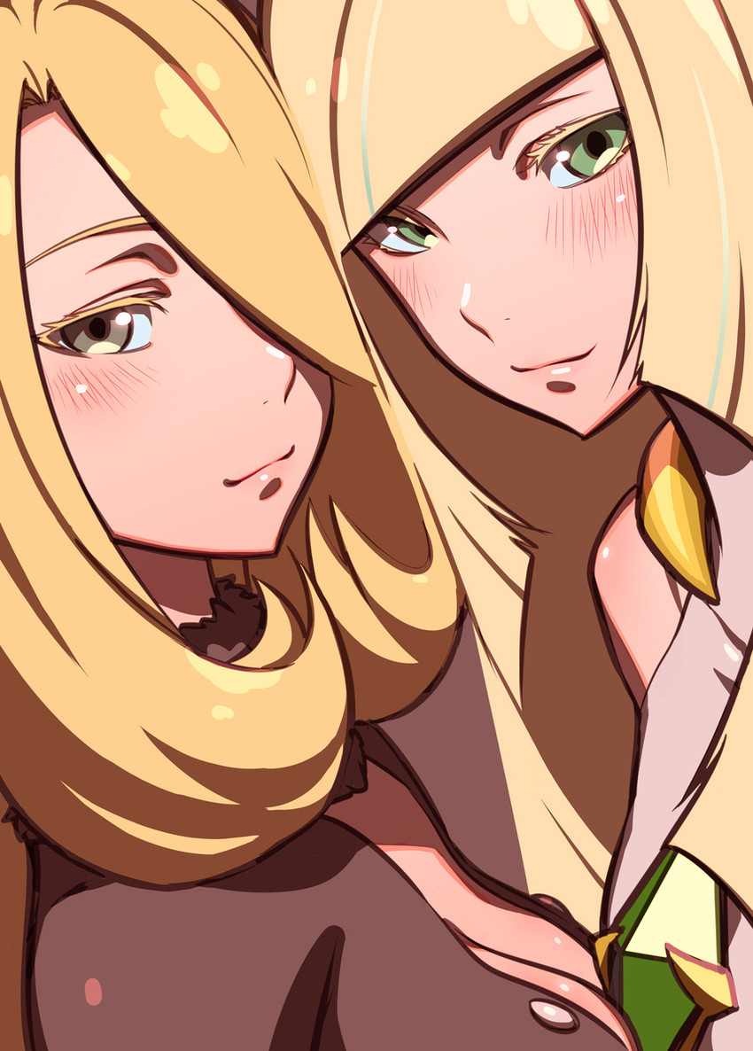 cynthia and lusamine (pokemon and 1 more) drawn by ikuchan_kaoru