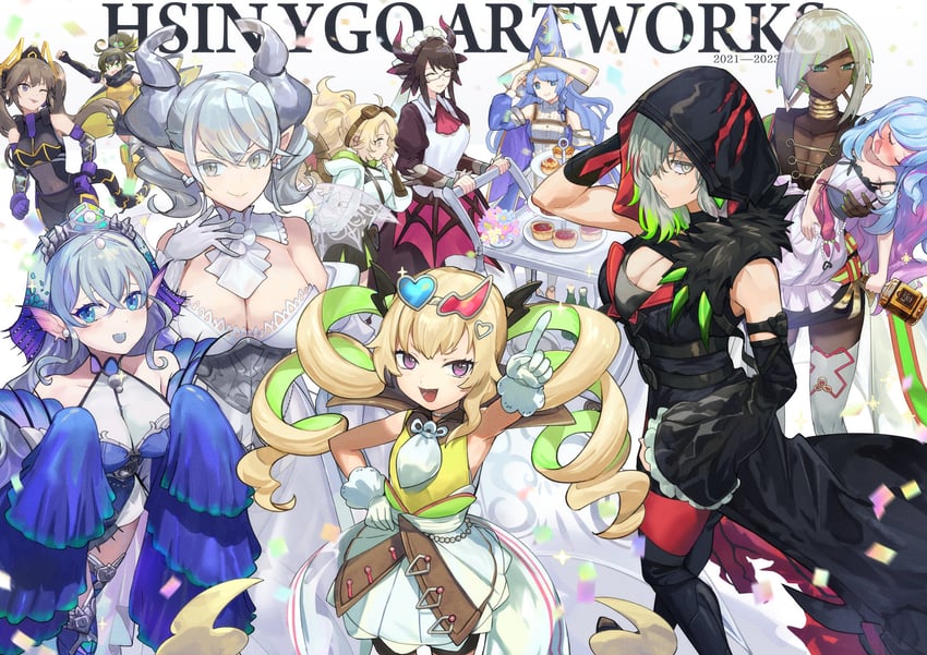 lovely labrynth of the silver castle, diabellstar the black witch, ecclesia, kitkallos, tearlaments kitkallos, and 11 more (yu-gi-oh!) drawn by hsin