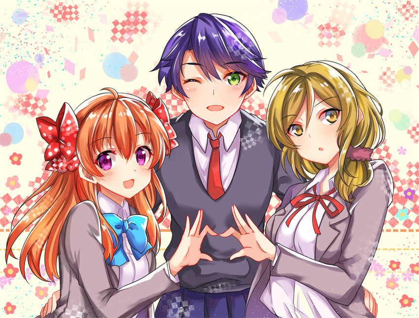 sakura chiyo, kashima yuu, and seo yuzuki (gekkan shoujo nozaki-kun) drawn by zonana