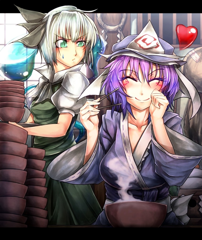 konpaku youmu and saigyouji yuyuko (touhou) drawn by ryuuichi_(f_dragon)