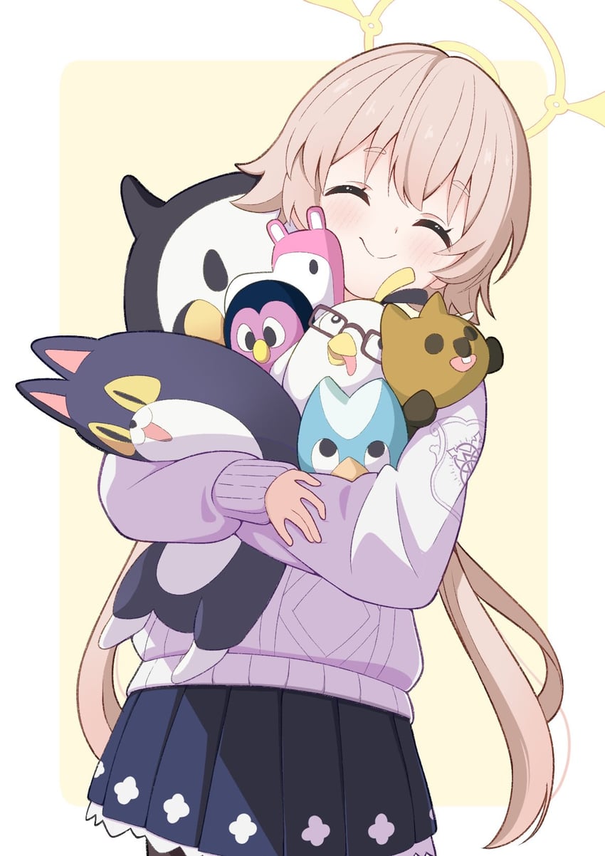 hifumi, peroro, skullman, and wavecat (blue archive) drawn by zundamochi_(sera)