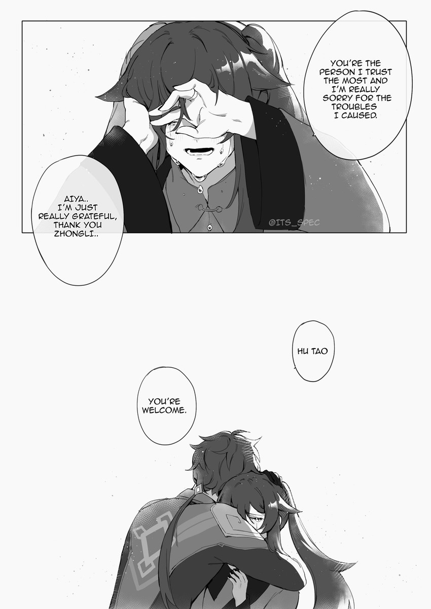 hu tao and zhongli (genshin impact) drawn by its_spec0