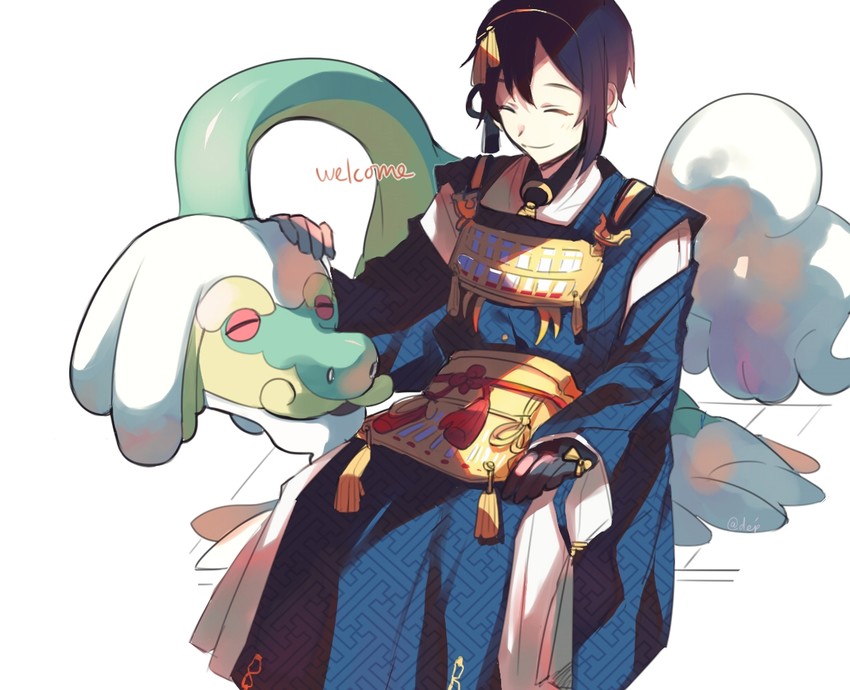 mikazuki munechika and drampa (pokemon and 1 more) drawn by kaemonn